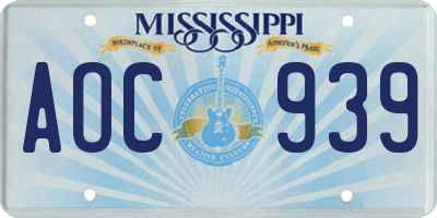 MS license plate AOC939