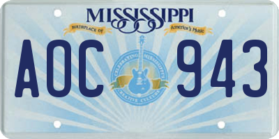 MS license plate AOC943