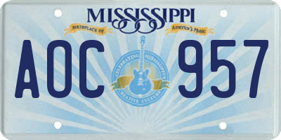 MS license plate AOC957