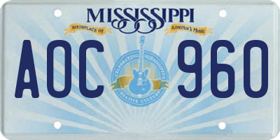 MS license plate AOC960