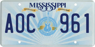 MS license plate AOC961