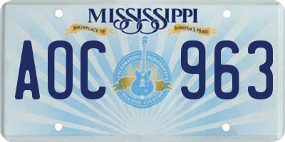 MS license plate AOC963