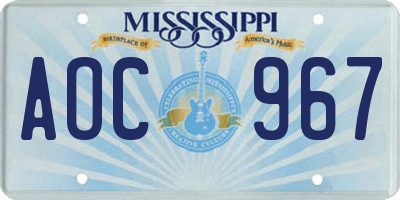 MS license plate AOC967