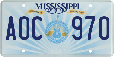 MS license plate AOC970