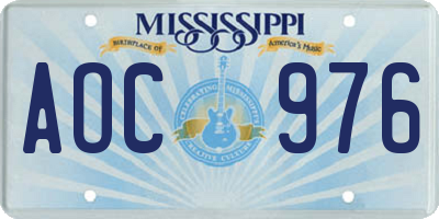MS license plate AOC976