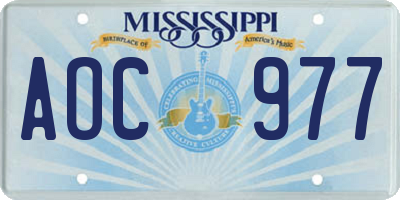 MS license plate AOC977