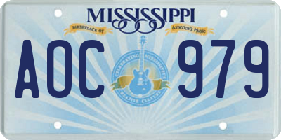 MS license plate AOC979