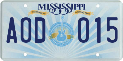 MS license plate AOD015