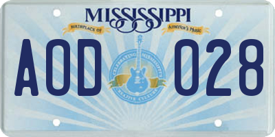 MS license plate AOD028