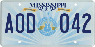 MS license plate AOD042