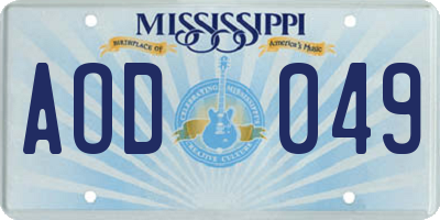 MS license plate AOD049