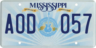 MS license plate AOD057