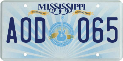 MS license plate AOD065