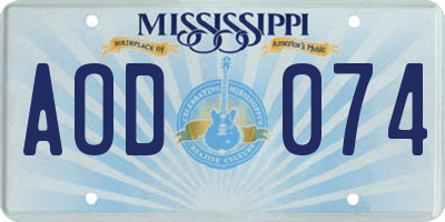 MS license plate AOD074