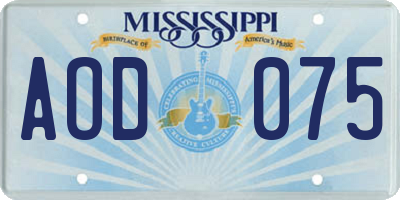 MS license plate AOD075