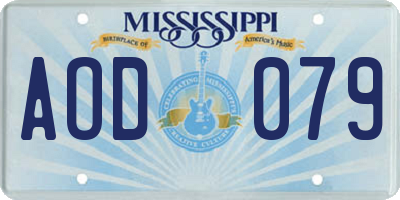 MS license plate AOD079