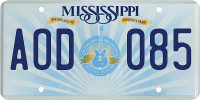 MS license plate AOD085