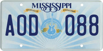 MS license plate AOD088