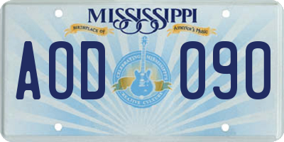 MS license plate AOD090