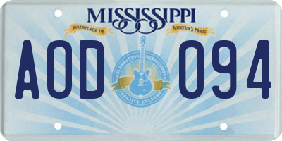 MS license plate AOD094