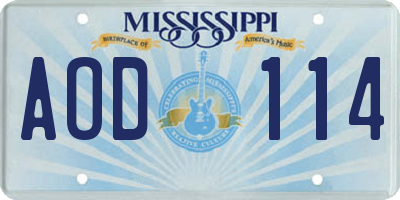 MS license plate AOD114