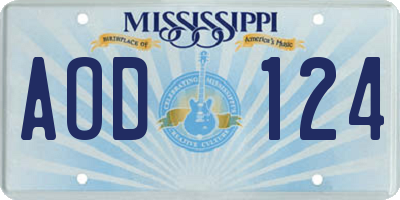 MS license plate AOD124