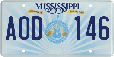 MS license plate AOD146