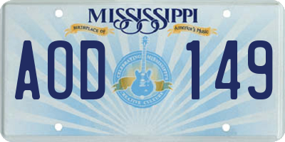 MS license plate AOD149