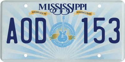 MS license plate AOD153