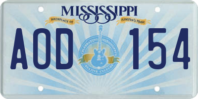 MS license plate AOD154