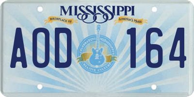 MS license plate AOD164