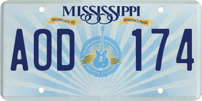 MS license plate AOD174