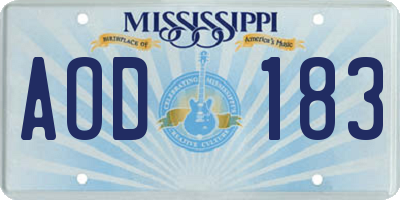 MS license plate AOD183
