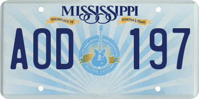 MS license plate AOD197