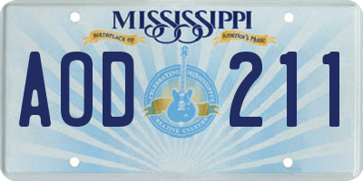 MS license plate AOD211