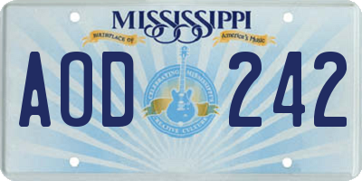 MS license plate AOD242