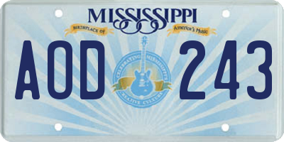 MS license plate AOD243