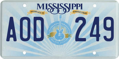 MS license plate AOD249
