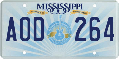 MS license plate AOD264