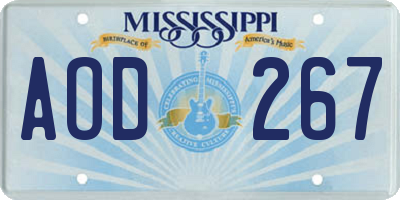 MS license plate AOD267