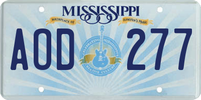 MS license plate AOD277