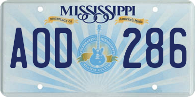 MS license plate AOD286