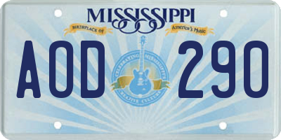 MS license plate AOD290