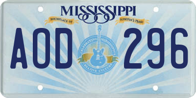 MS license plate AOD296