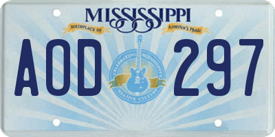 MS license plate AOD297