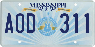 MS license plate AOD311
