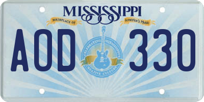 MS license plate AOD330