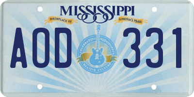 MS license plate AOD331