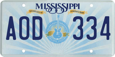 MS license plate AOD334