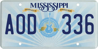 MS license plate AOD336